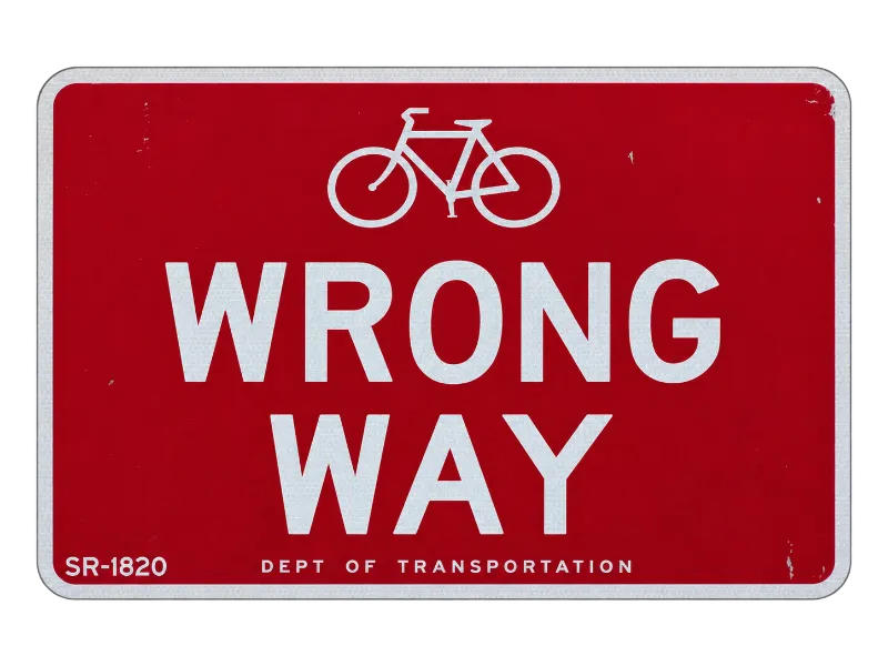 WRONG WAY 자전거 표지판